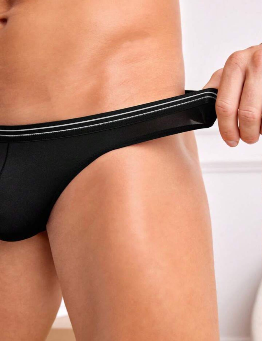 Men’s Low Rise Sexy T-Back / Thong Underwear – Black